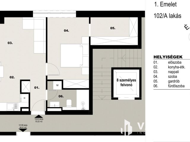 53 nm-es Új Nappali+Hálószoba+Gardróbos 1. Emeleti Lakás!!!